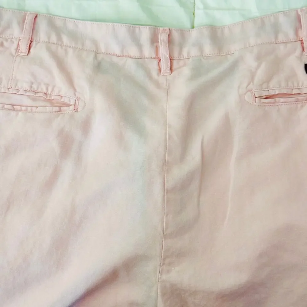 Faherty Malibu Linen Cotton Chino Shorts 42 Summer Pink Flat Front